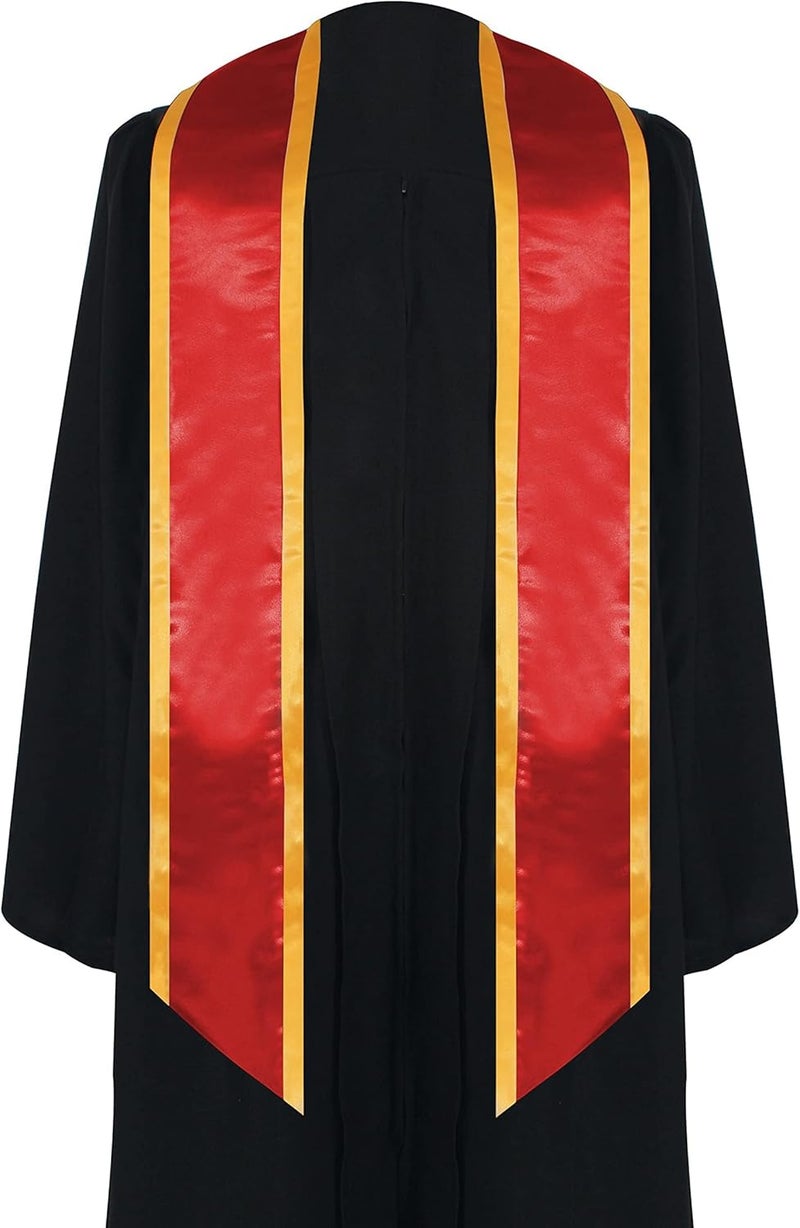 SAMDEEMI Adult Plain Graduation Honor Stole Sash Angled End With Trim 72" Long - Image 1